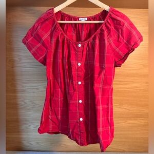 Steven Alan Red Puff Sleeve Blouse